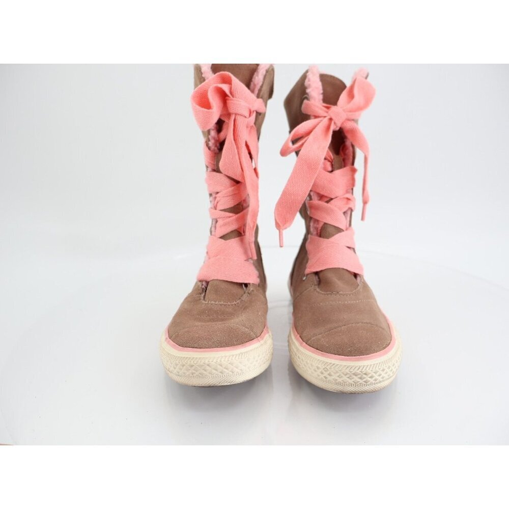 Converse All Star Chuck X-HI Boots US 2 Tan Suede Pink Faux Shearling Lace Up - Picture 4 of 11